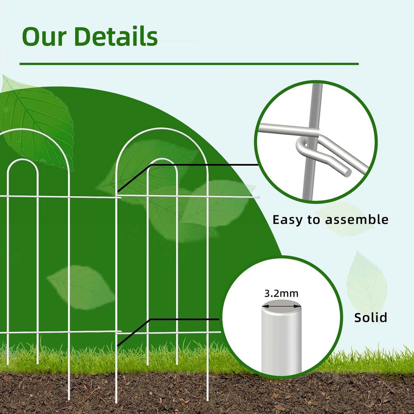 Decorative White Garden Border Fence 32inX20ft Rustproof Landscape Metal Edging Patio Decor Yard Fencing Patio Flower Bed Garden Fencing for Outdoor