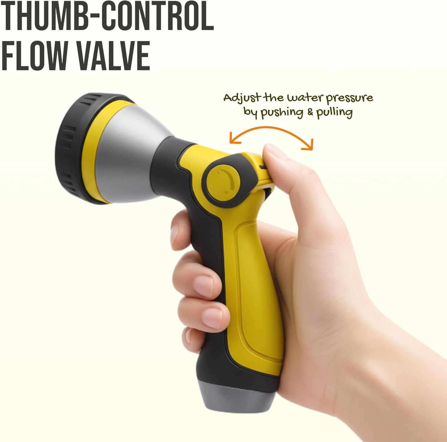 Garden Hose Nozzle – 8-Pattern Hose Sprayer with Thumb Control – Watering Tool for Garden, Car Wash, Lawn Care & Pet Shower