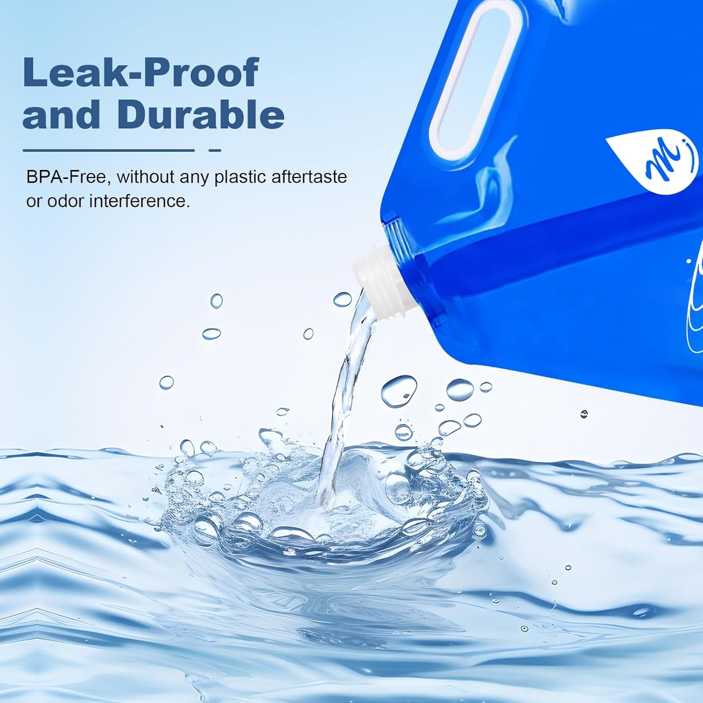 Water Container Bags, 4 Packs BPA Free No-Leak Foldable Plastic 1.3 Gallon Water Container Bag for Camping Hiking Backpack Emergency Storage Jug