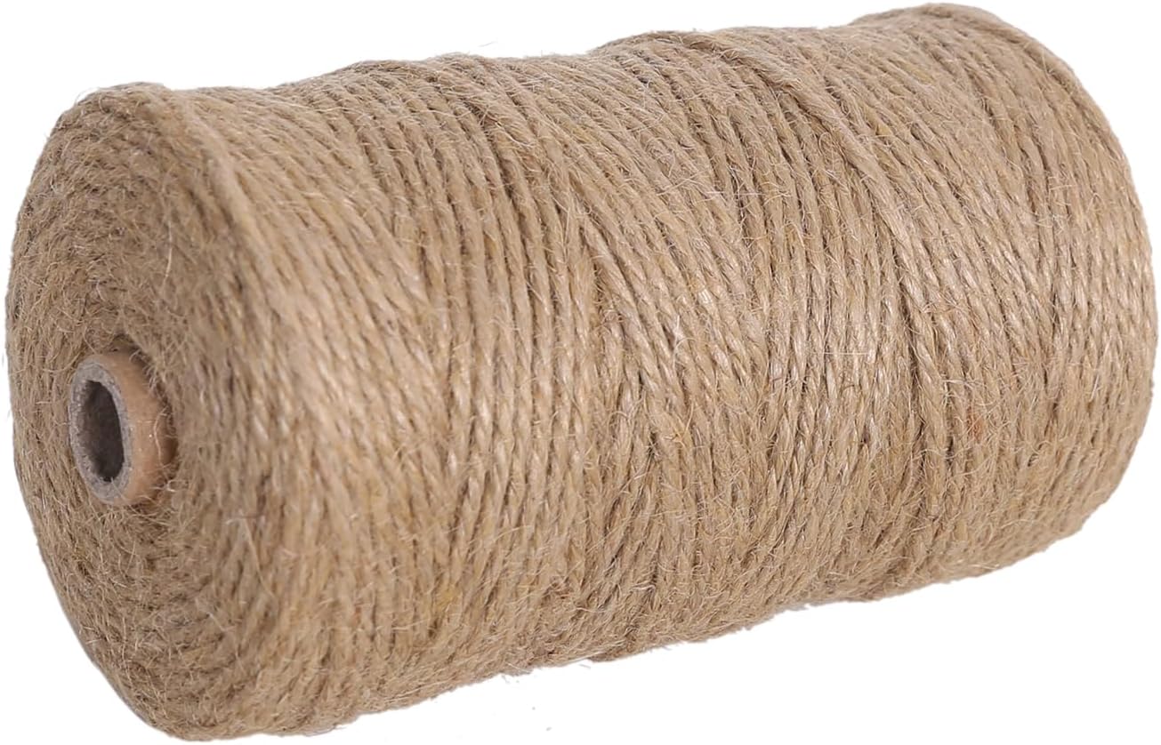 Natural Jute Twine 656ft 3mm,3Ply Twisted Thick Twine Rope Strong Jute String Roll for Crafts Gift Wrapping Gardening Home Decor Bundling Cat Scratching Post