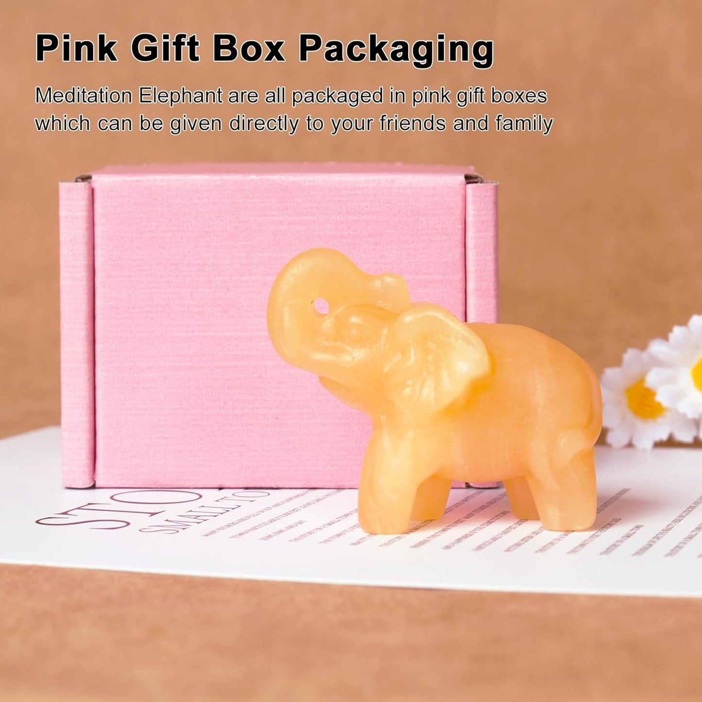 2 Inch Yellow Jade Crystal Elephant Sculpture Handcrafted Healing Stone Animal Figurine Spiritual Home Decor Lucky Charm Gift for Wealth Success Positive Energy and Meditation Lovers