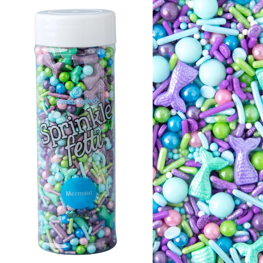 Sweets Indeed Sprinkles, Mermaid Edible Sprinkle Mix, Perfect for Cake Decorations, Baking, Ice Cream, Cookies, Cupcake Topper