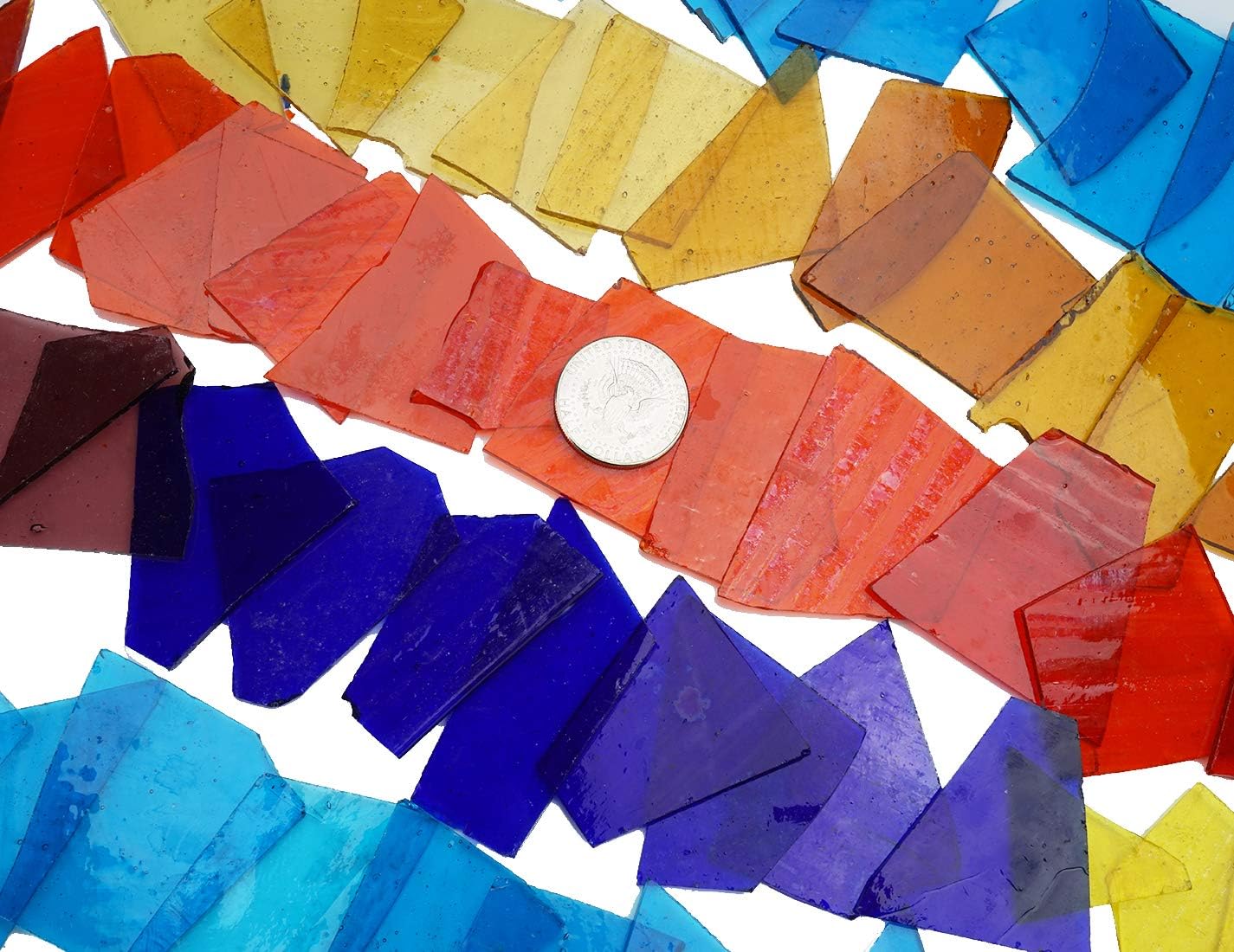 Lanyani Transparent Cathedral Stained Glass Pieces Sheets, Glass Mosaic Tiles Supplies for Crafts, Irregular Shape and Mixed Colors, 2.2 Pound Value Pack