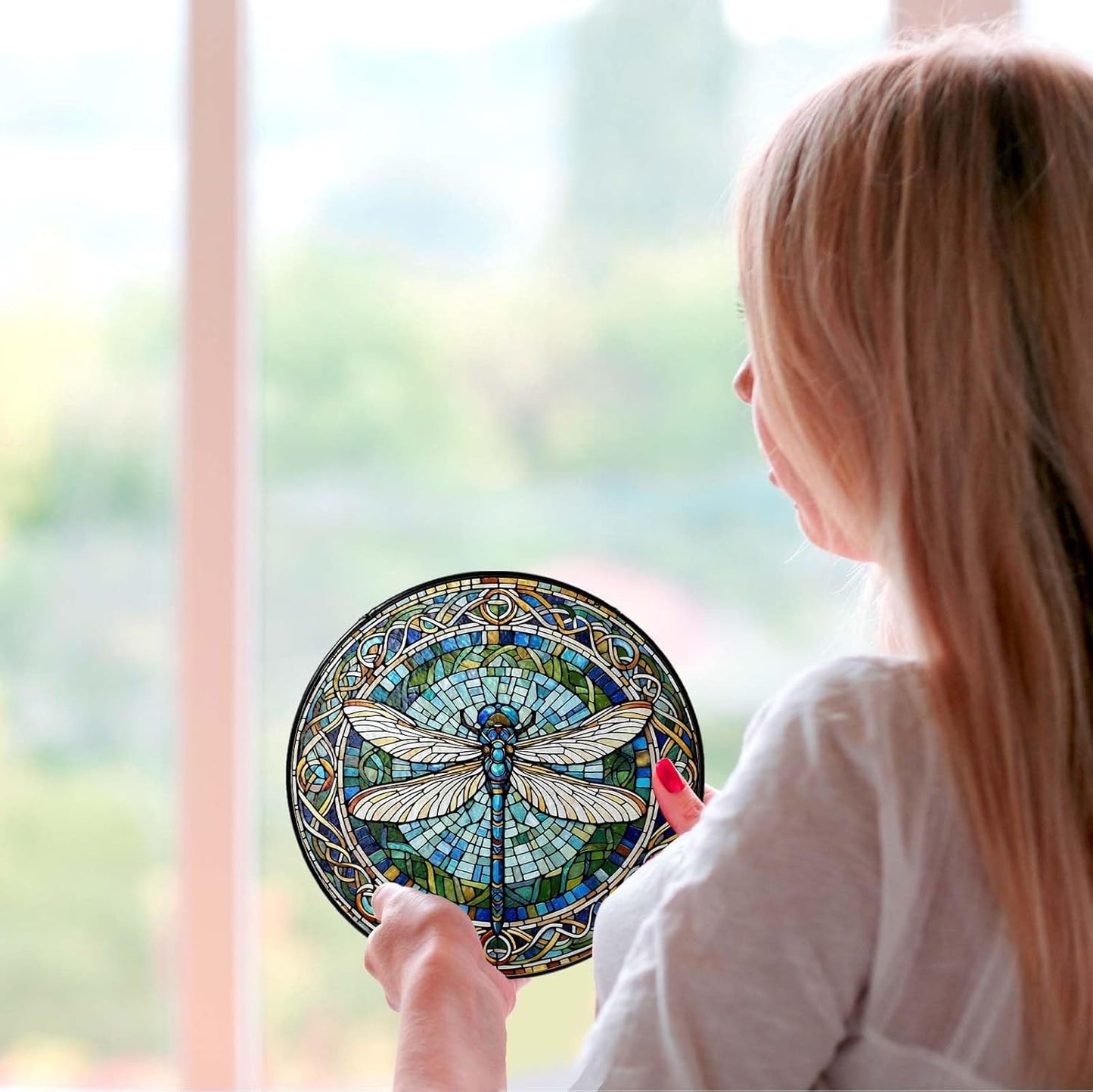 Dragonfly Stained Glass Window Hanging Sun Catcher Dragonfly Gifts for Women Wall Decor Handmade Sun Catcher Decoration for Garden Home Housewarming Gifts