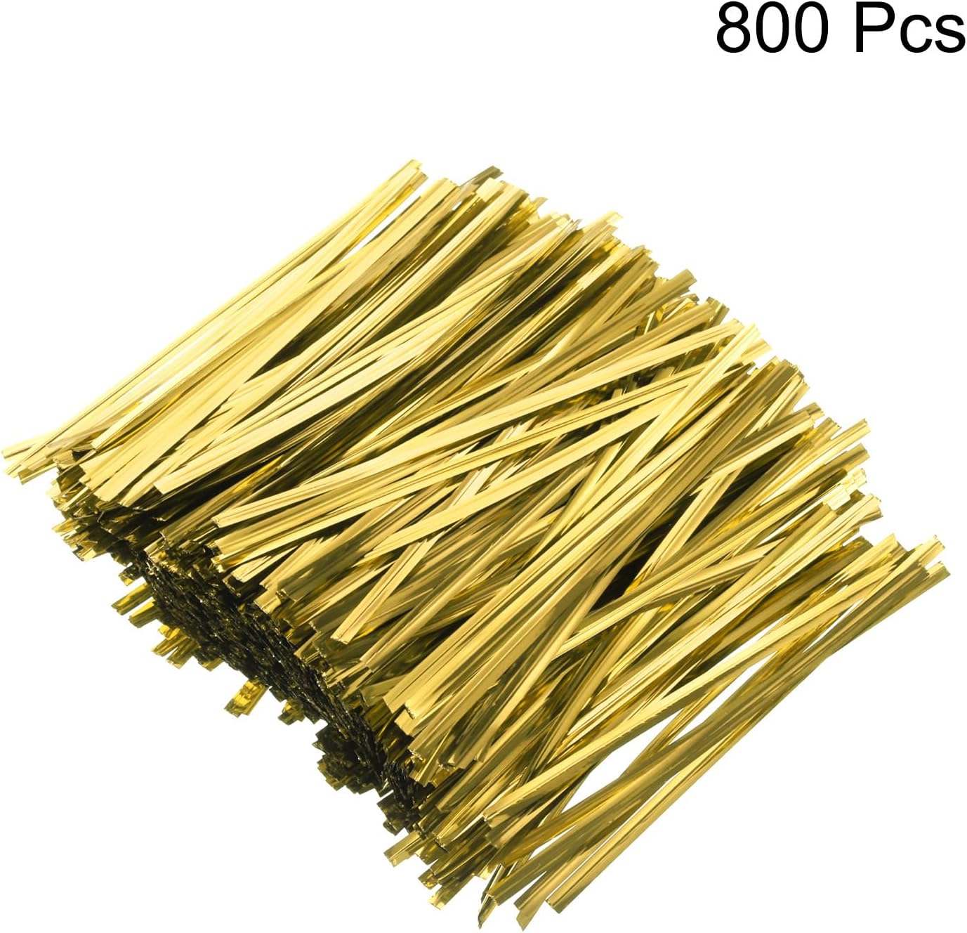HARFINGTON 800pcs Bag Twist Ties 4.7" Reusable Plastic Metallic Twist Ties Wire Cable Ties for Party Bread Candy Cake, Gold Tone
