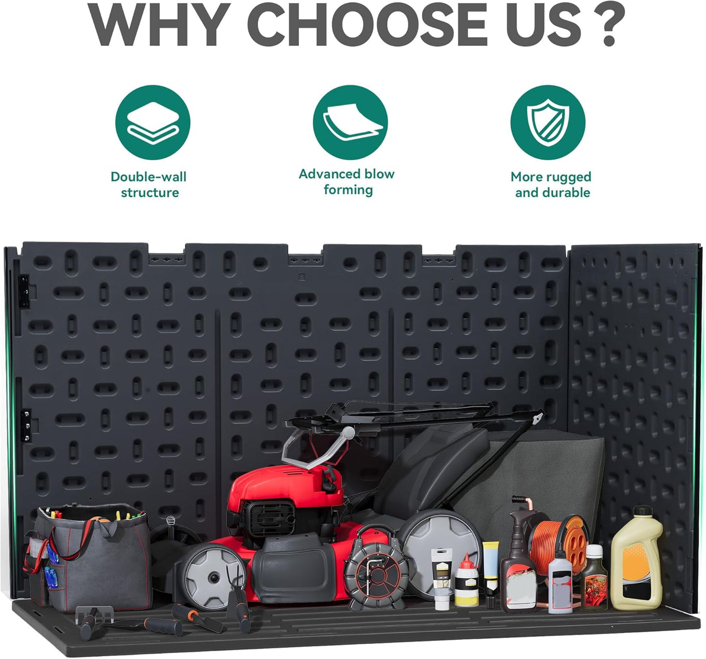 YITAHOME 200 Gallon Double-Wall Deck Box with Divider & Side Handles, Outdoor Large Storage for Patio Furniture Cushions, Garden Pool Accessories, Water Resistant & Lockable(Black)