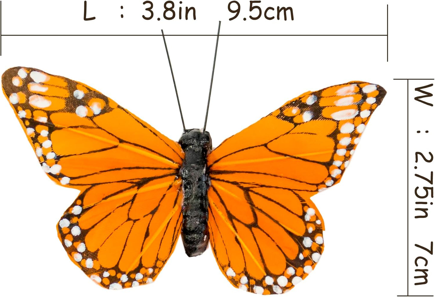 Cartanfill-Monarch Butterfly Decorations, 12PCS Feather Butterfly Decorations Set with Clip for Wedding Party Home Decor