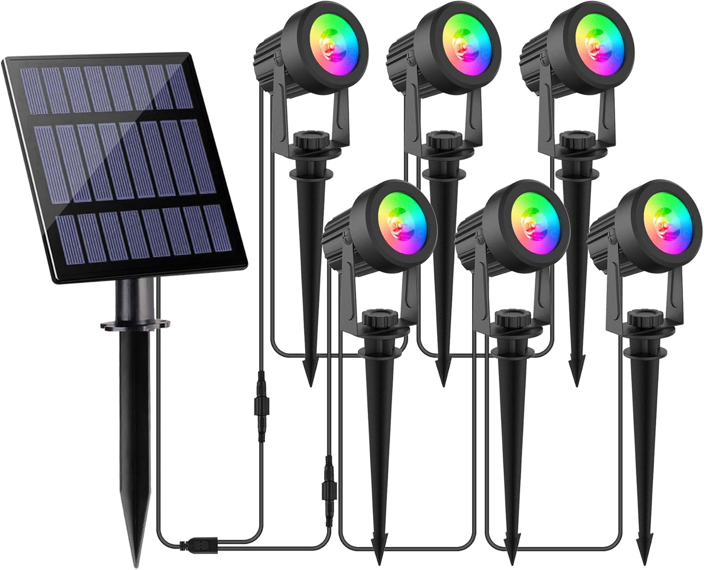 Halloween Solar Spot Lights Outdoor, Solar Color Changing RGB Landscape Lighting Waterproof Auto ON/Off Adjustable Garden Lights for Yard, Garden, Driveway, Pool, Lawn (6-in-1)
