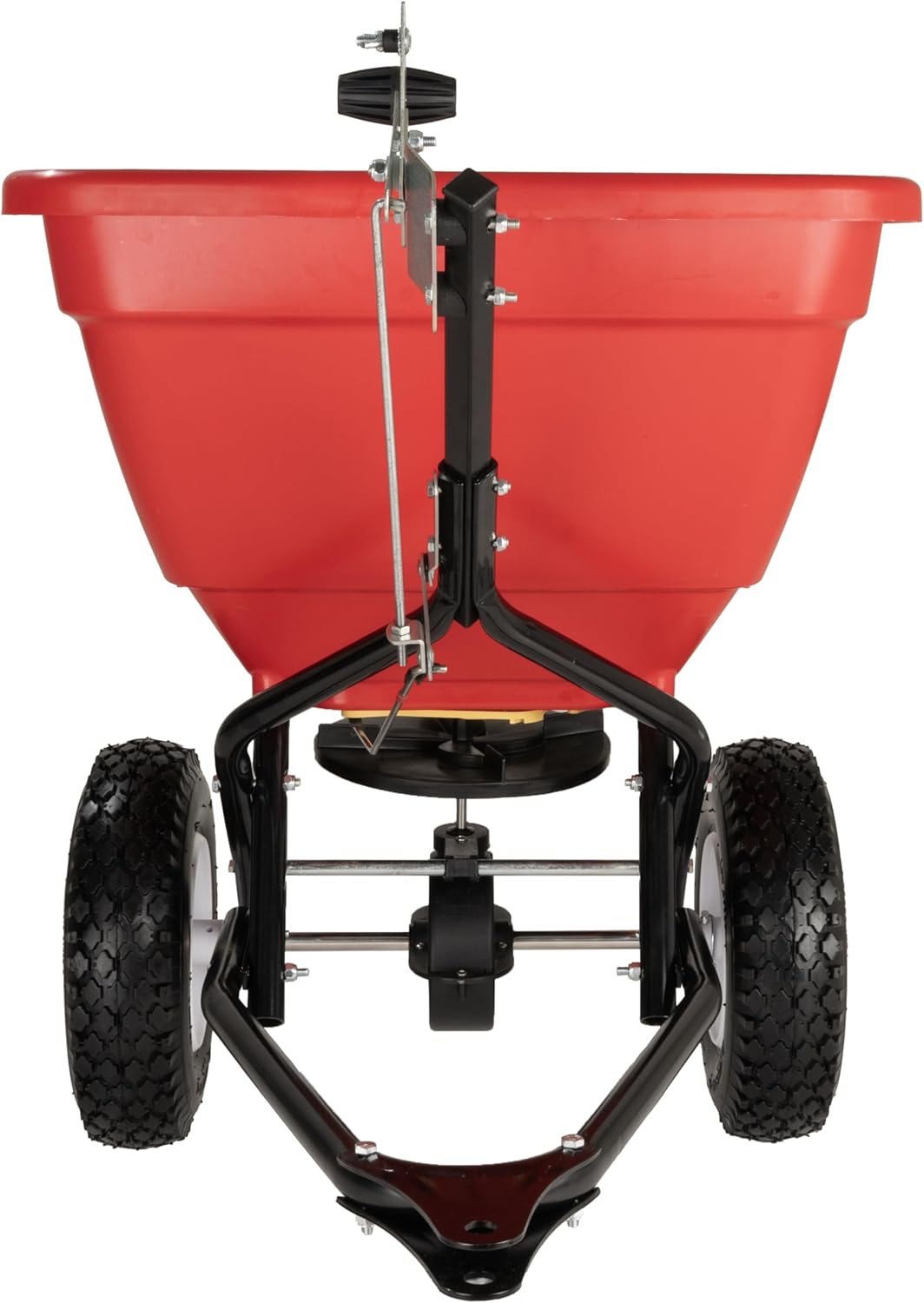 EarthWay Products T150 150lb Towable Broadcast Fertilizer Spreader, Seed Spreader, Pull Behind Aerator/Seeder for Garden Tractor, Easy Flow Control, Adjustable, Non-Skid Tires