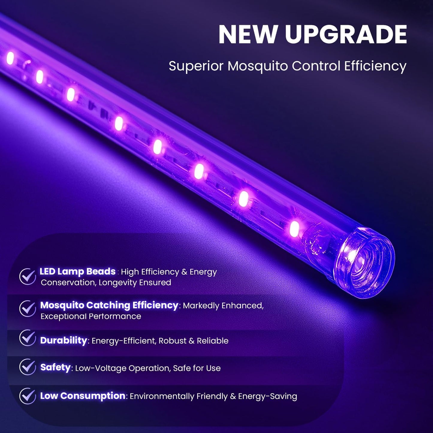 LiBa LED Indoor Bug Zapper, Electric Mosquito Killer Fly Zapper with Dual UV Wavelength Attraction, High Voltage Fly Trap Mosquito Trap Over 10-Year Lifespan LED Bulbs Light, Safe for Kids/Pets