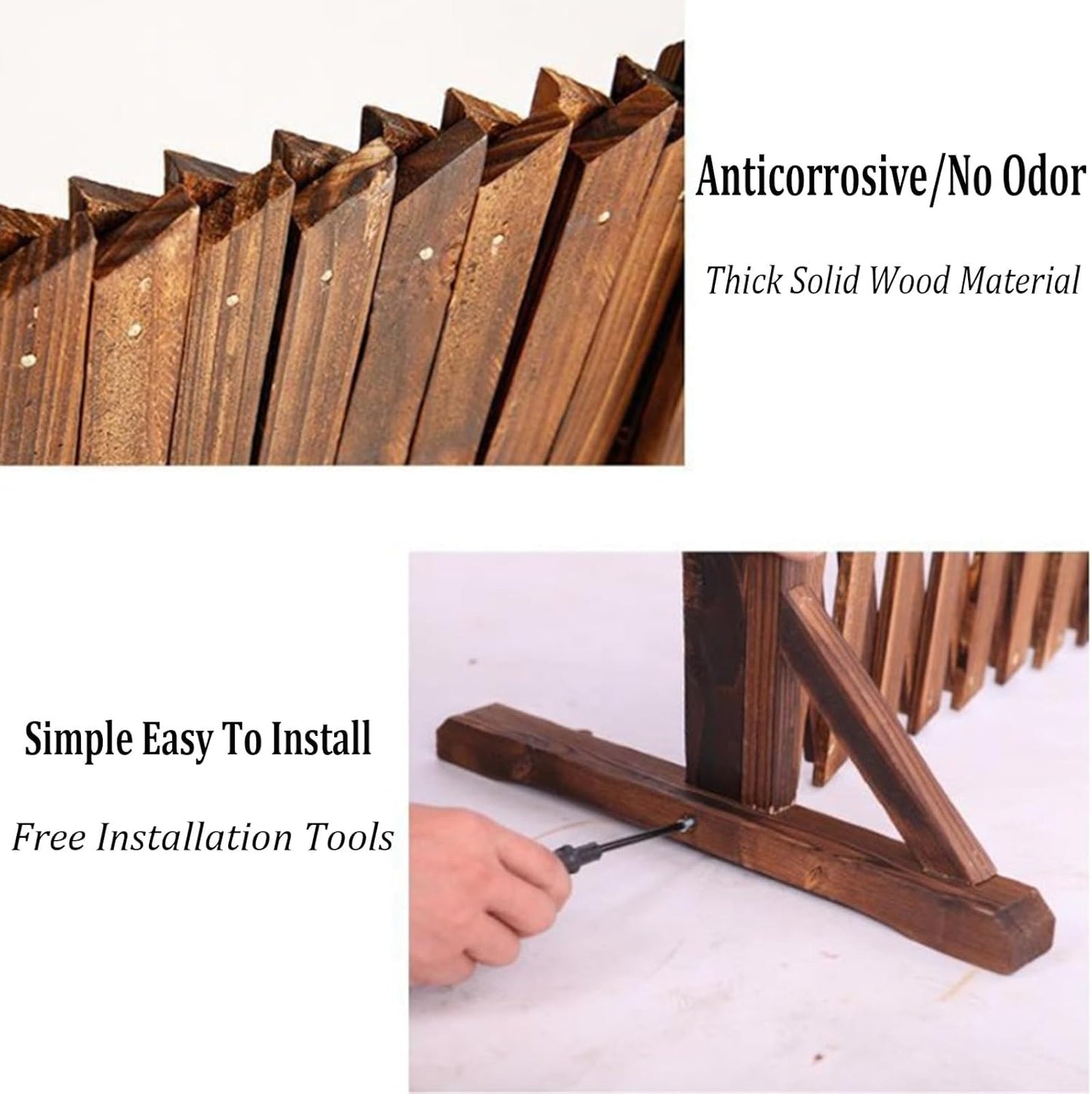 Expandable Wooden Lattice Fence Panel - Retractable Garden Trellis for Climbing Plants, Freestanding Pet Screen, No Dig Vertical Rack, 86.6x59in, Brown