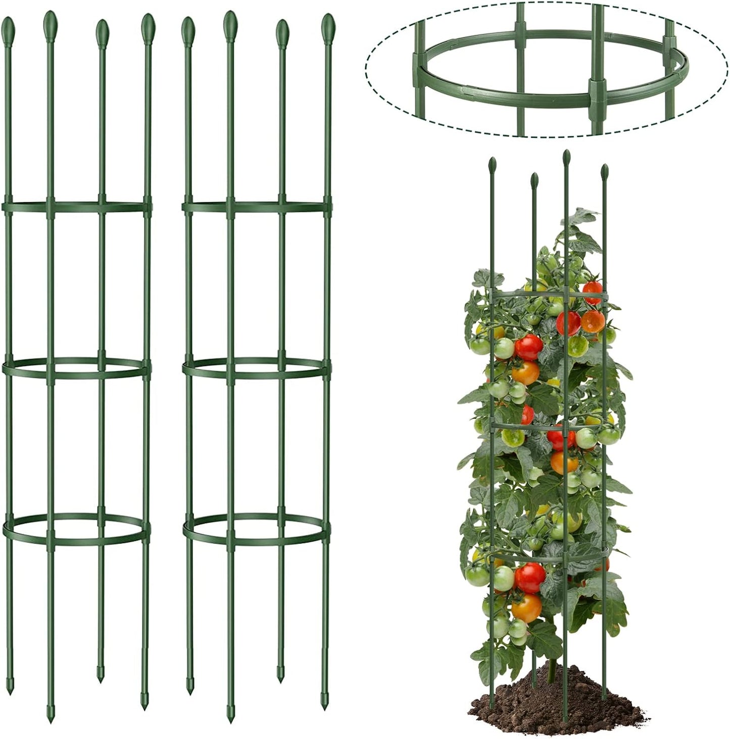 Garden Trellis, Tomato Cage Tall Plant Support Climbing Vines Flowers Stands Cucumber Trellis Plant cage(Tall 55.1 inches，2 Pack)