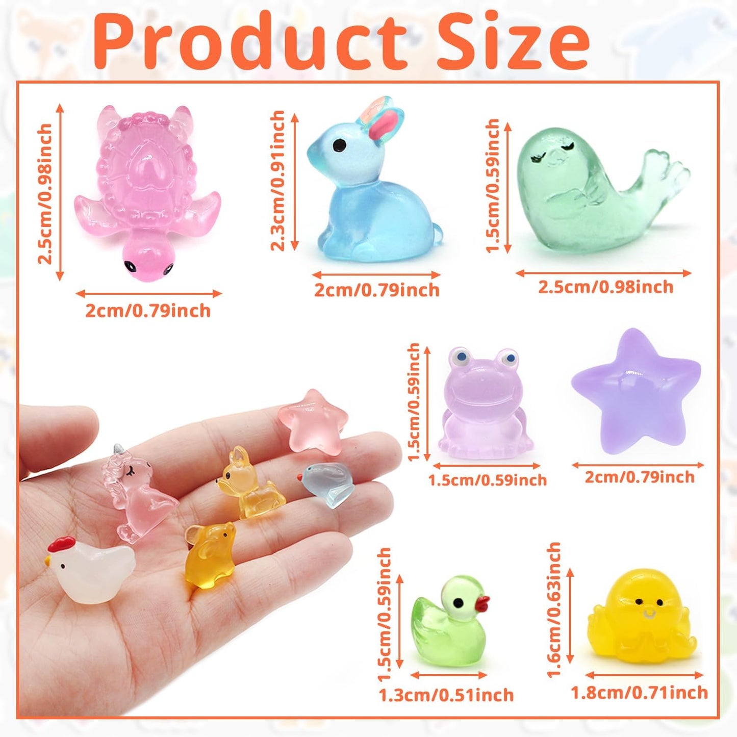 Anvin 120 pcs Mini Resin Animals Glow in The Dark Garden Miniatures Luminous Fairy Garden Figurines with Mini Ducks/Owls/Frogs/Pandas for Micro Landscape Cake Potted Plants Dollhouse Decor