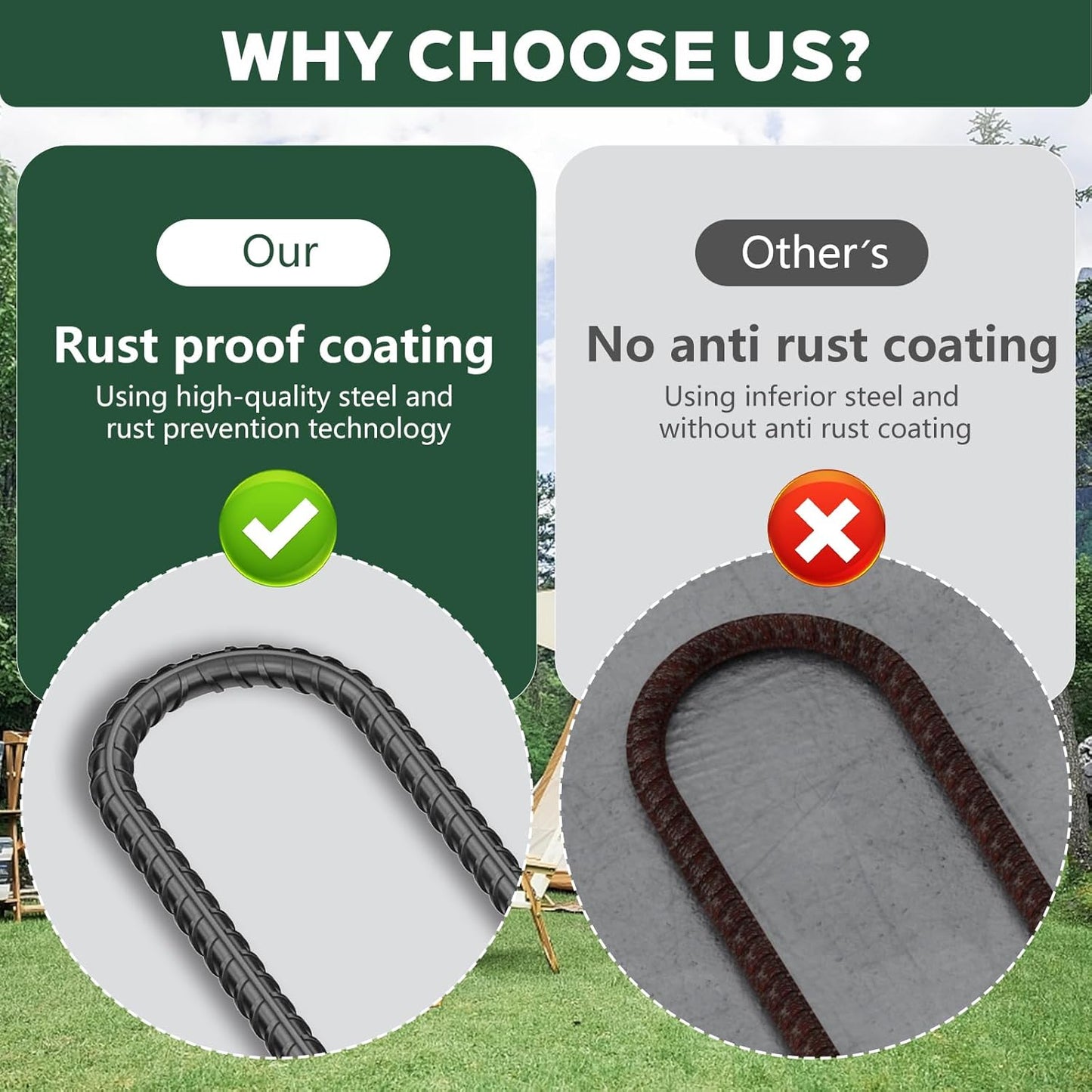 20 Pieces Trampoline Stakes Anchors High Wind Heavy Duty,U Shaped Garden Hooks Stakes for Ground,Trampoline Tie Downs Anchor Kit,Bounce Horseshoe House Stake,Rebar Camping Tent Stakes,12 Inch Long