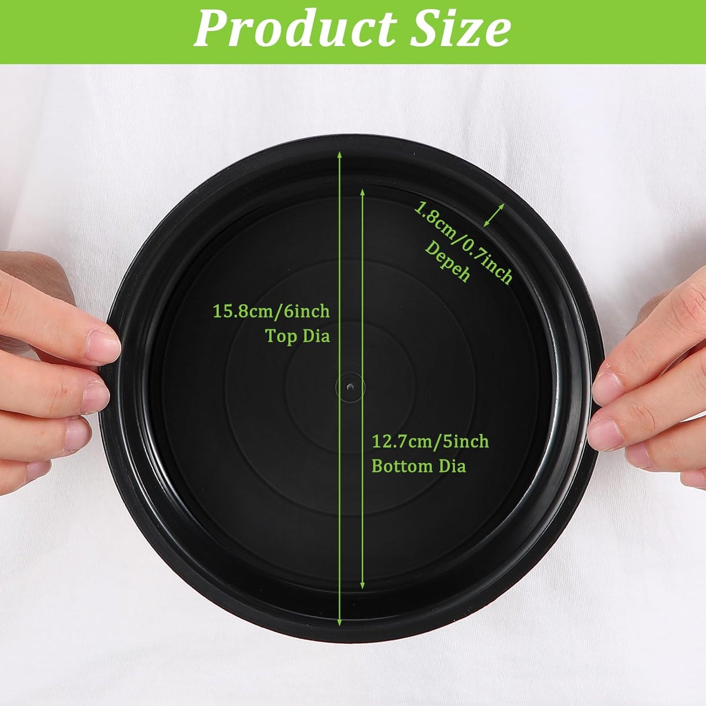 Eccliy 12 Pcs Plastic Plant Saucers Round Plant Tray Large Flower Pot Heavy Duty Planter Water Trays Thick Planter Drip Saucers for Indoors and Outdoors(6 Inch,Black)