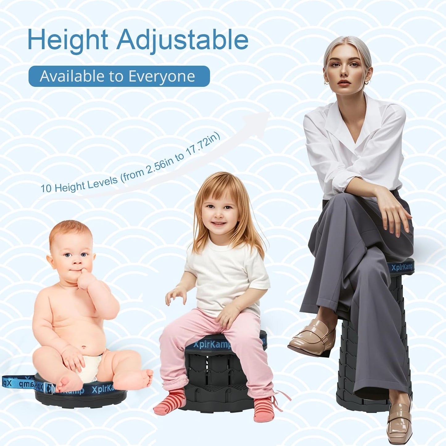 Upgraded Thickened Collapsible Stool, Portable Folding Stool Chair Lightweight But Sturdy Foldable Camping Stool, Retractable Telescopic Seat for Picnics Fishing Hiking BBQ (1, Black)