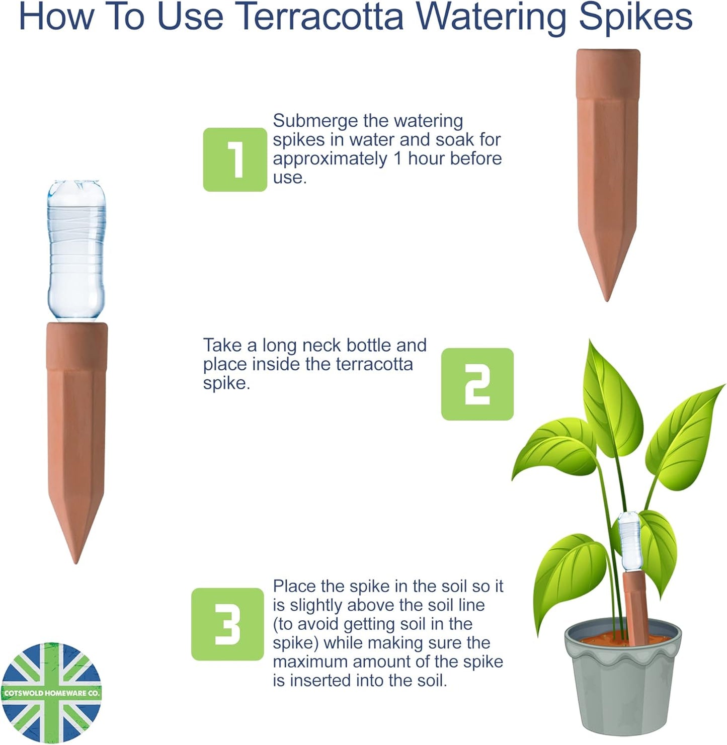 8 Pcs Plant Watering Devices - FREE Moisture + PH Sensor - Plant Waterer Self Watering Terracotta Spikes - Self Watering Planter Insert - Water Your Indoor and Outdoor Plants While On Vacation