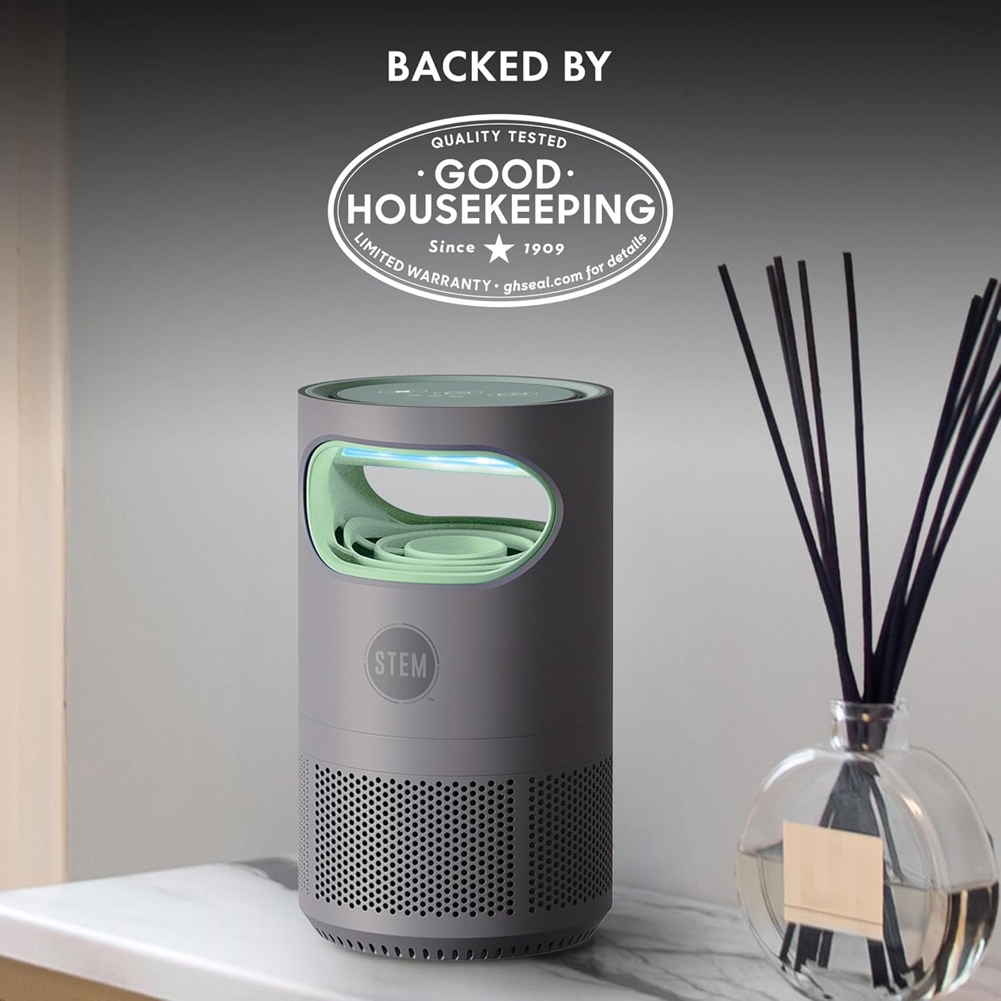 STEM Flying Insect Fan Trap for Indoor Bug Control, Attracts Mosquitoes, Fruit Flies, and House Flies, Plug-in Fan with UV Light, Starter Kit Includes 1 Device and 5 Glue Traps