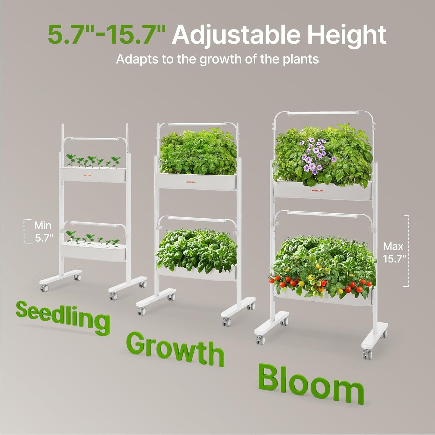 SUNCOZE 2-Tier Hydroponics Growing System Kit with 24 Pods – Full Spectrum Grow Lights, Hydroponic System equipped with smart controller, Indoor Herb Garden Kit for Vegetables, Herbs, Fruits & Flowers