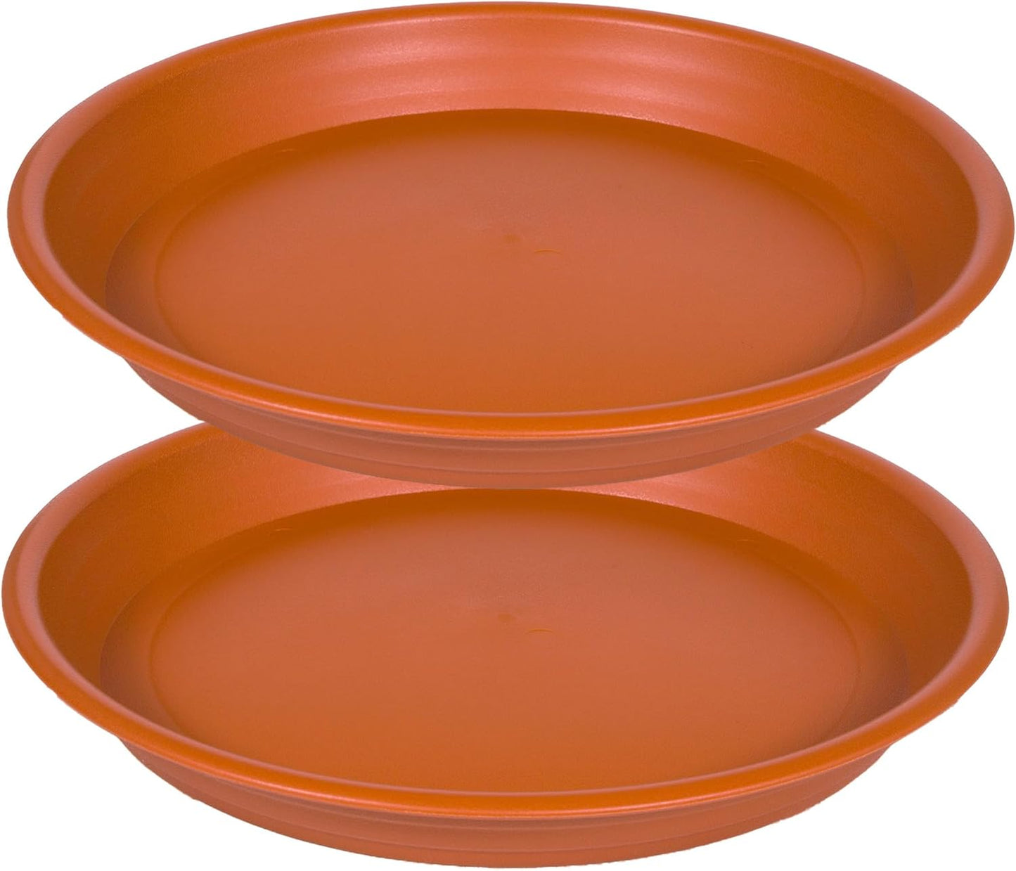 2 Pack Plant Saucer Drip Tray 13 14 inch, Large Plastic Flower Planter Saucers and Drip Trays for Indoors Outdoors, Heavy Durable Plant Plate Water Catcher (14", Terracotta)
