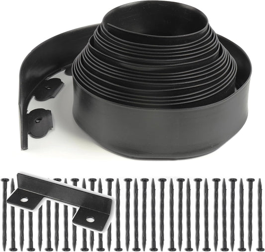 4 inch Tall Landscape Edging No Dig 33FT Garden Edging with 30 Spikes, Landscape Edging Border for Landscaping, Lawn, Flower Beds, Grass, Yard