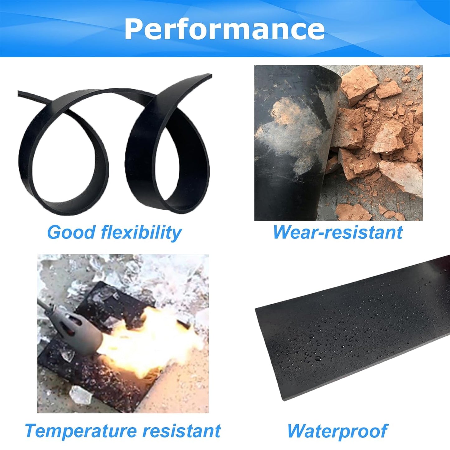 Solid Rubber Sheets,Rolls & Strips 1/4 (.25)" Thick X 4" Wide X 10'Long, Solid Rubber Strips for DIY Gaskets Crafts Pads Sealing Abrasion Supports Flooring Protection Warehouse