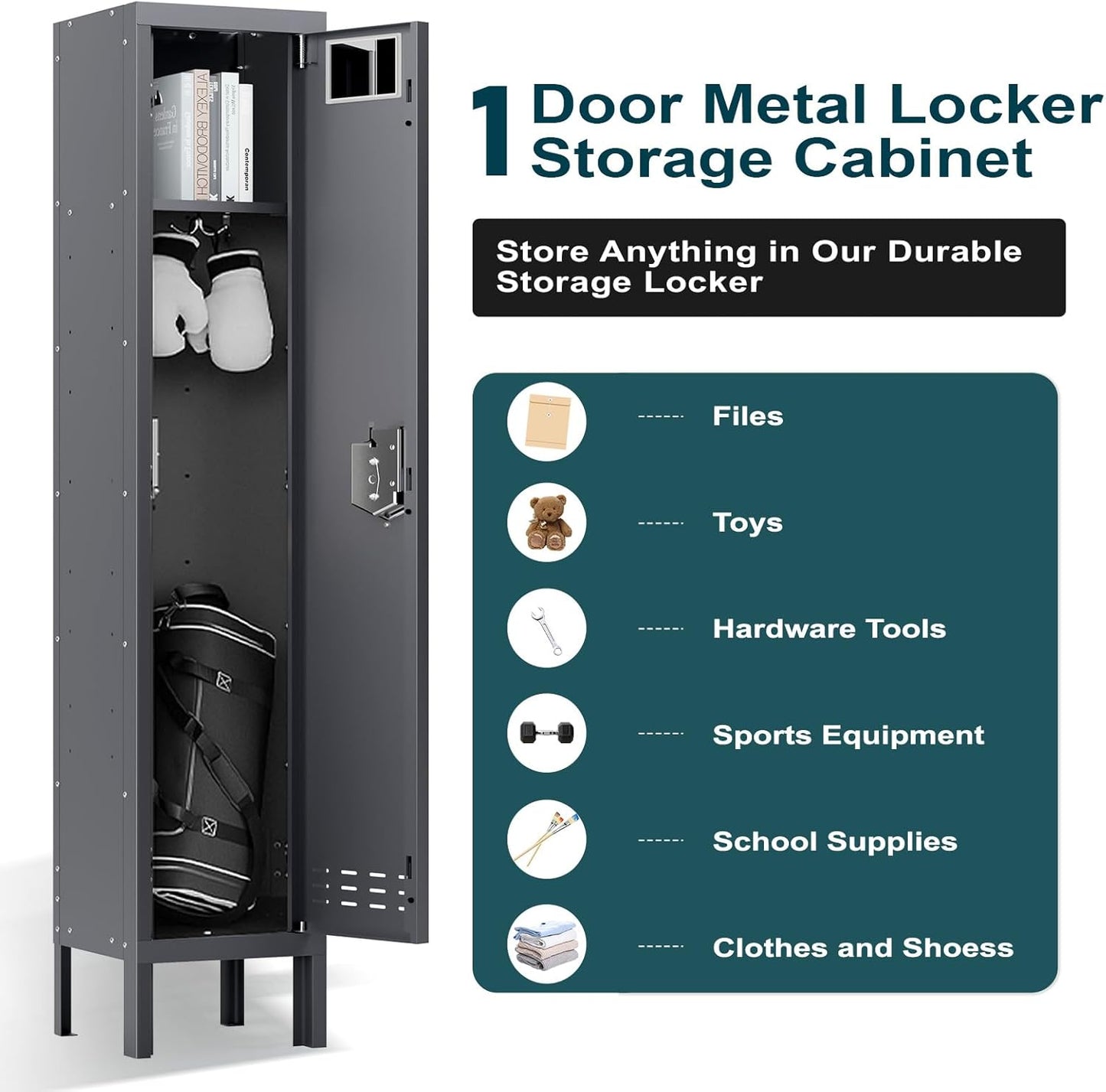 Metal Lockers - 66" Height Steel Lockers for Employees with Door Storage Locker with Card Slot for Employees Gym School Home Office Garage - Assembly Required