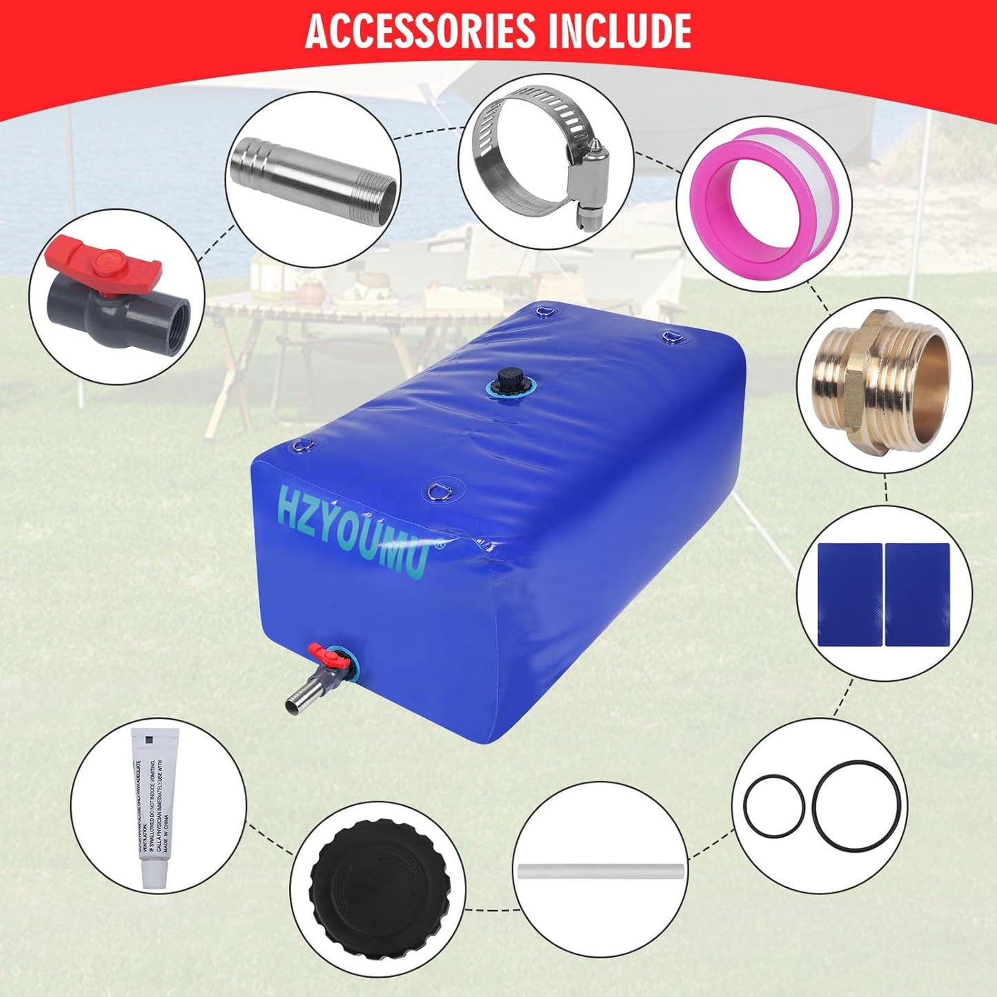 Water Tank 400L/100G Water Bladder Storage Container Foldable Portable Large Capacity Soft Bag Suitable for Outdoor Easy to Carry Out
