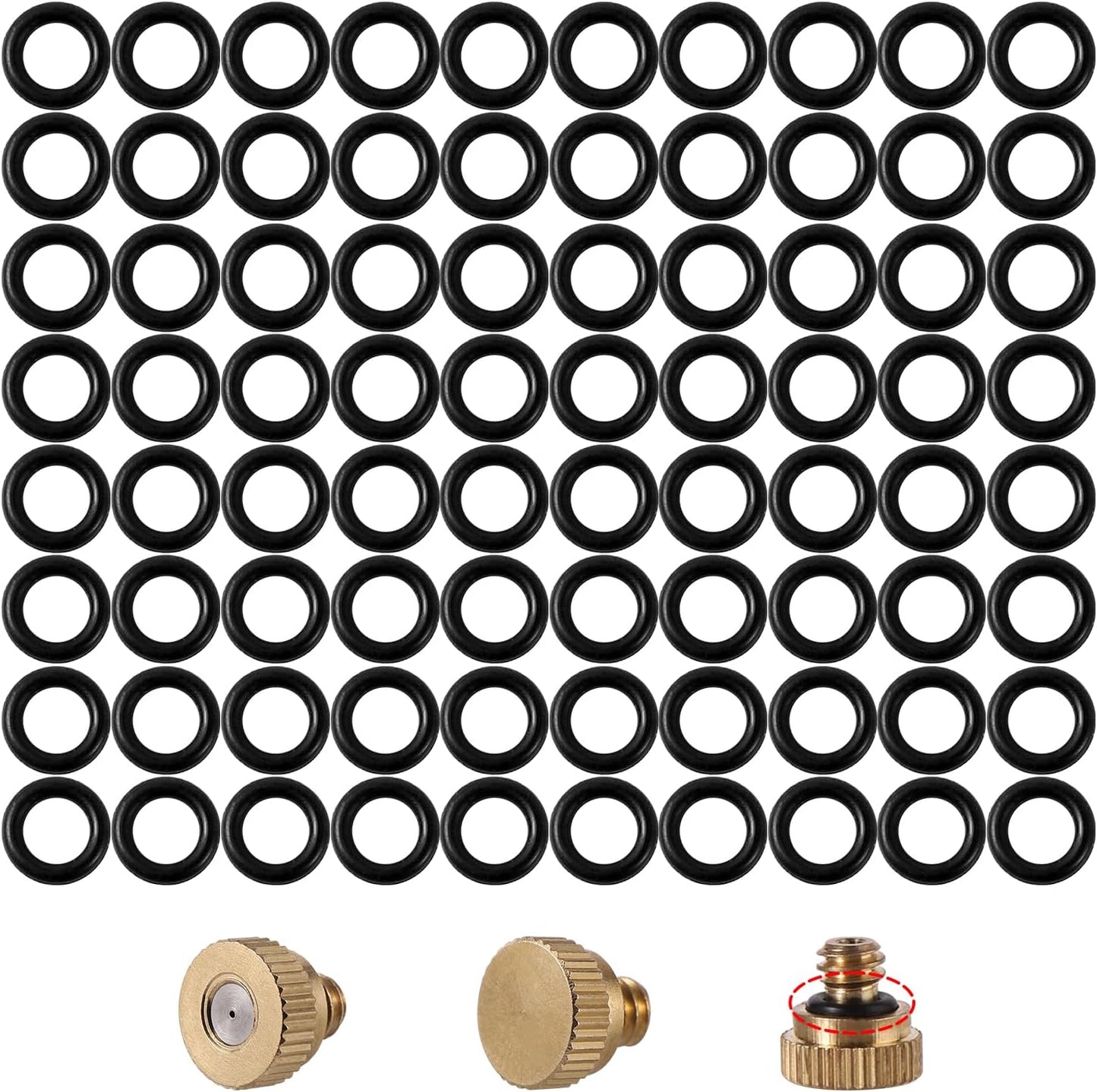 100Pc Brass Misting Nozzles O Ring Outdoor Cooling System 100pc Misting Nozzle O Ring for Outdoor Cooling System