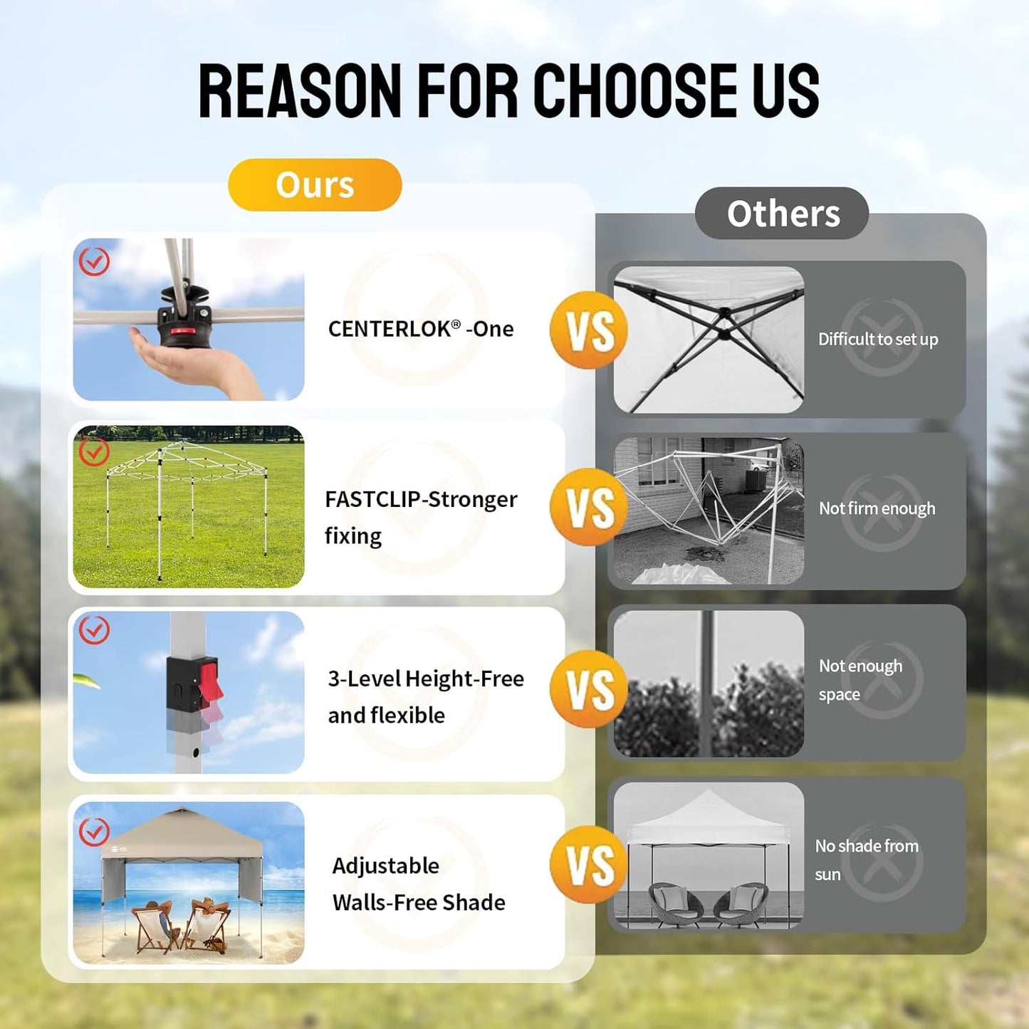 CROWN SHADES 10x10 Pop up Canopy Tent Instant Canopy with 150D Silver Coated Fabric Including 2 Half Sidewalls, 4 Ropes, 8 Stakes, 4 Weight Bags, STO 'N Go Bag, Beige