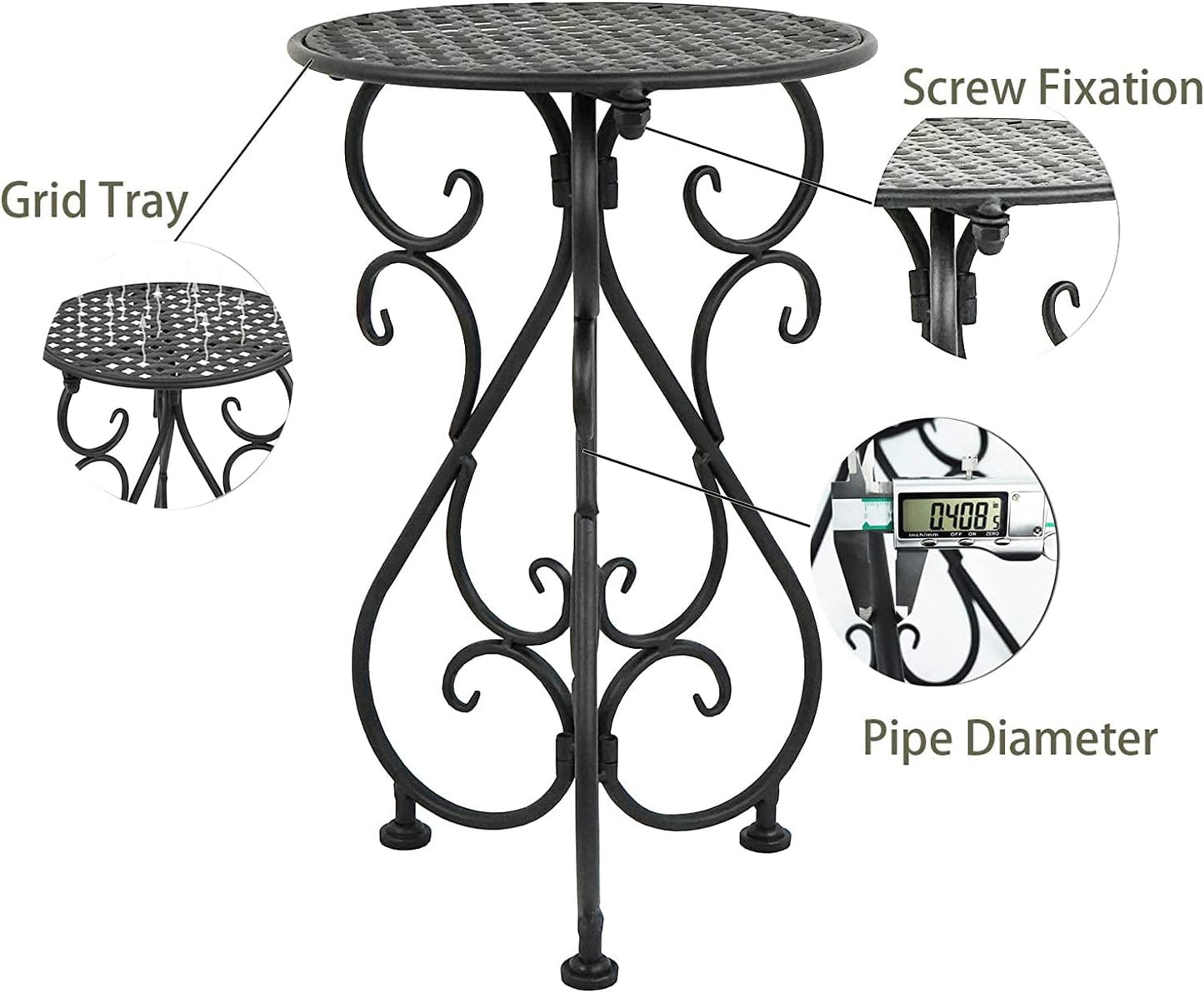 Metal Plant Stands 2 Pack, Heavy Duty Plant Pedestal 17" Tall, Single Flower Pot Holder for Indoor, Outdoor, Patio, Porch, Garden, Balcony, Black