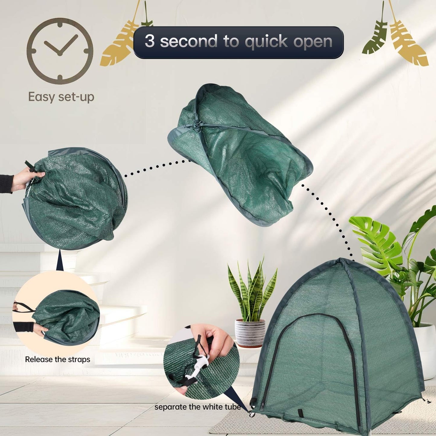 2pack Pop up Plant Sunshade Cloth,Plant Sun Shade Net for Flower UV Resistant Pest Guard Cover for Outdoor Gardens Sunblock Shade Cover with Carry Bag and 16 Stakes (Green)