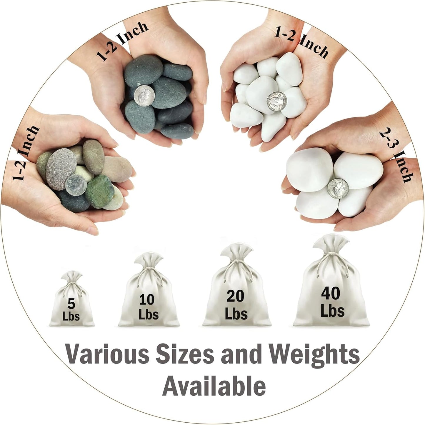 10 lbs White River Rocks for Plants, 2-3 Inch Decorative White Stones Pebbles for Indoor Plants, Vase, Terrarium, Landscaping, Garden and Yard
