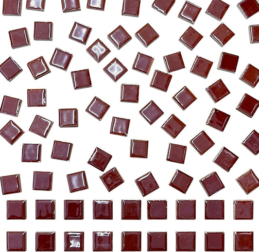 100 Pieces Ceramic Mosaic Tiles 3/5" Square Shapes Mosaic Ceramic Pieces Stained Ceramic Tiles Supplies for Crafts Beginner Mosaic Project Stepping Stones Mosaic Birdhouse Decor - Coffee