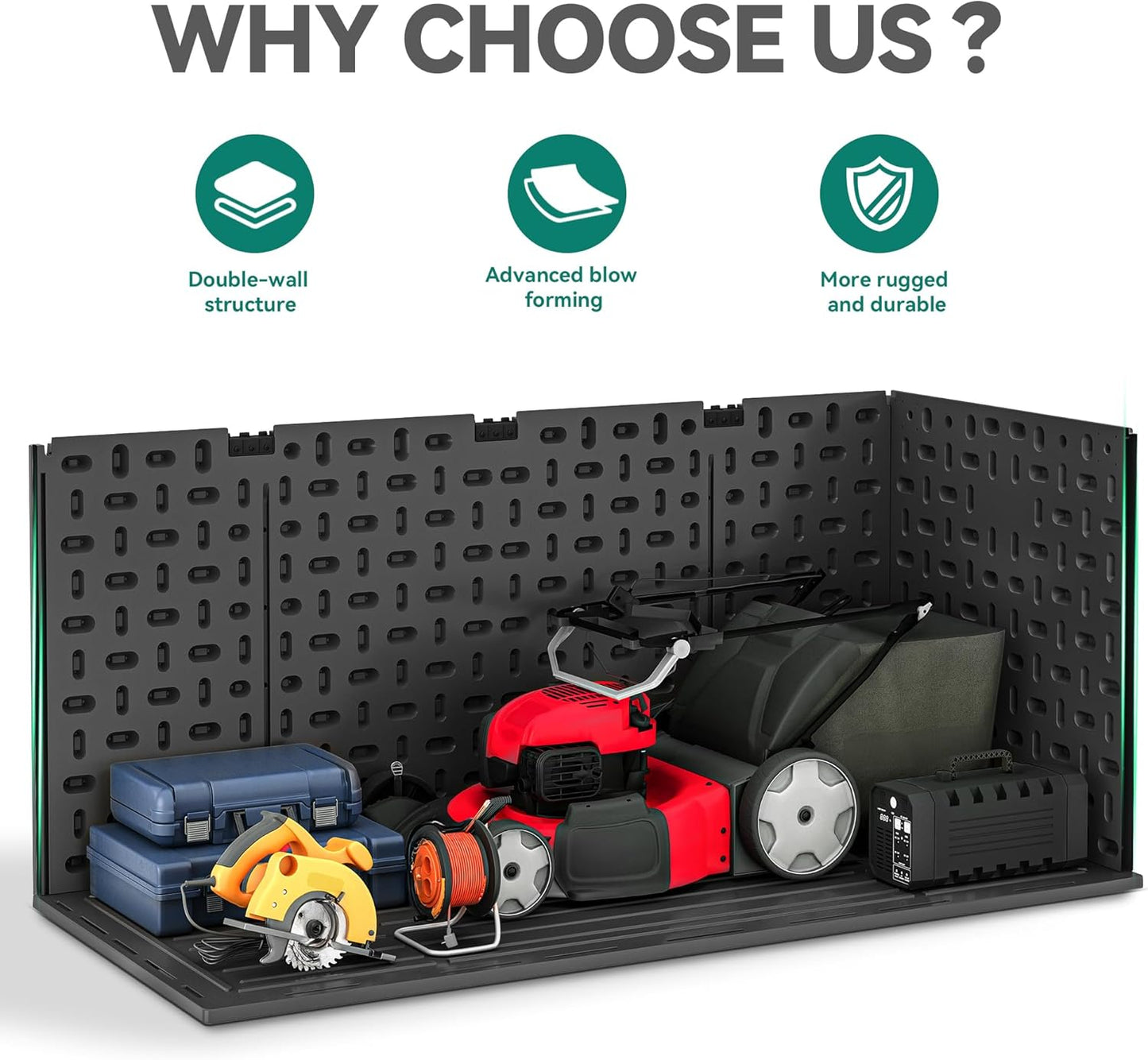 YITAHOME 260 Gallon Double-Wall Deck Box with Divider & Side Handles, Outdoor Large Storage for Patio Furniture Cushions, Garden Pool Accessories, Water Resistant & Lockable