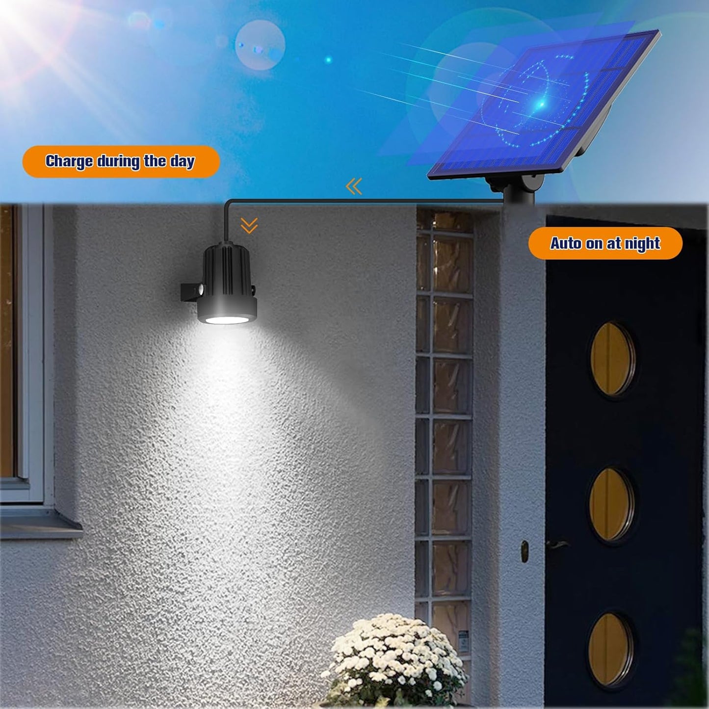 APONUO Solar Spot Lights Outdoor 6-in-1 Solar Landscape Lights Dusk to Dawn Solar Uplights IP65 Waterproof 9.8ft Cable Outdoor Spot Lights for Yard Pathway Garden Tree Decoration (Cool White)