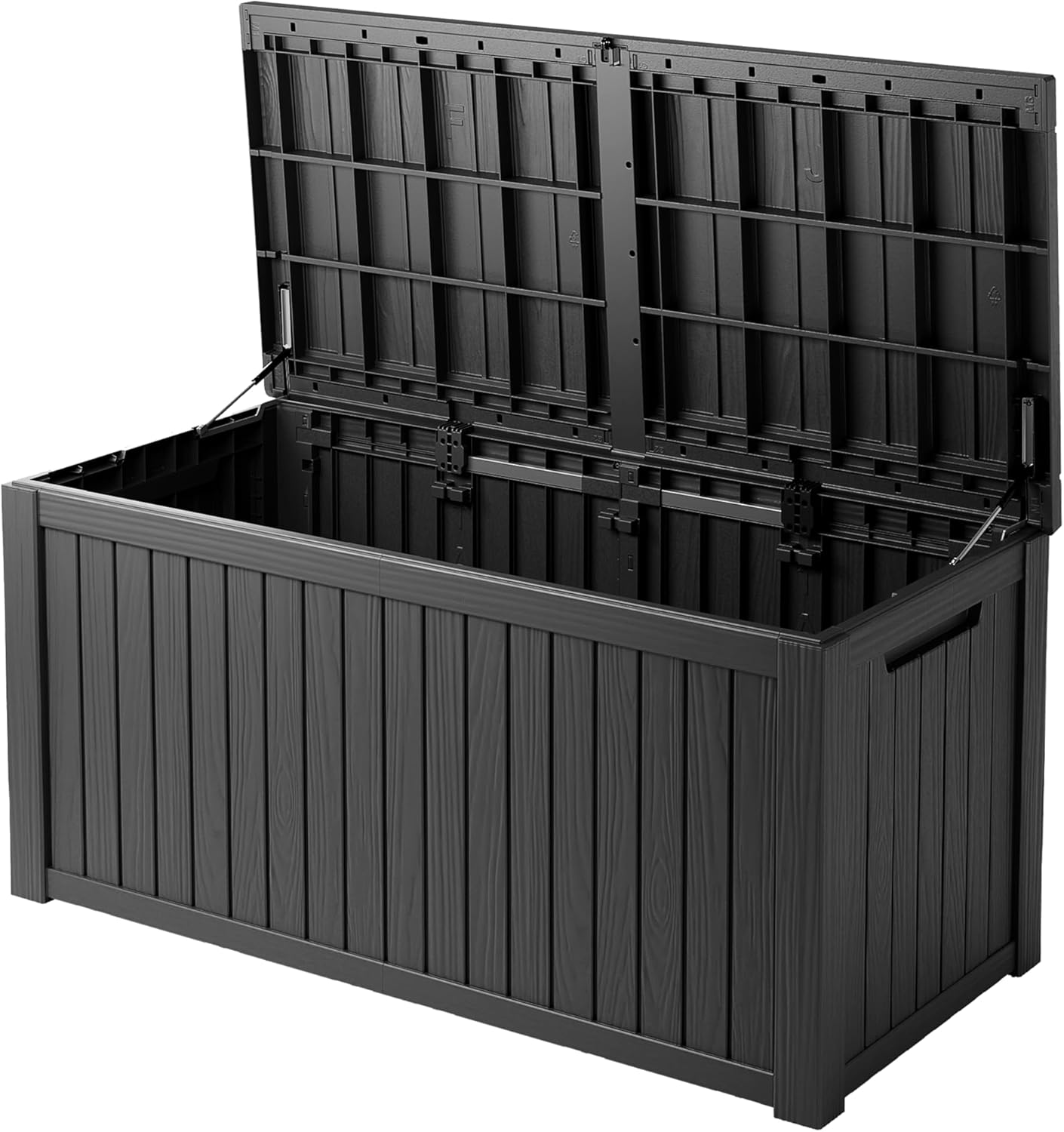 150 Gallon Double-Wall Resin Deck Box - Lockable Waterproof Outdoor Storage Box, 1000lbs Capacity & Doubles as Seating for Patio Furniture - Garden Tools, Pool Accessories (Black)