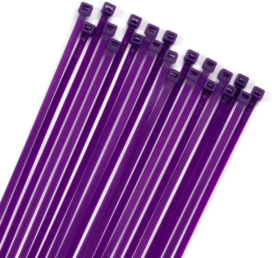 XINGO 100PCS Cable Zip Ties Heavy Duty, Premium Nylon Plastic Wire Ties with 50 Pounds Tensile Strength, Self-Locking Black Nylon Zip Ties for Indoor and Outdoor (10 inch, Purple)