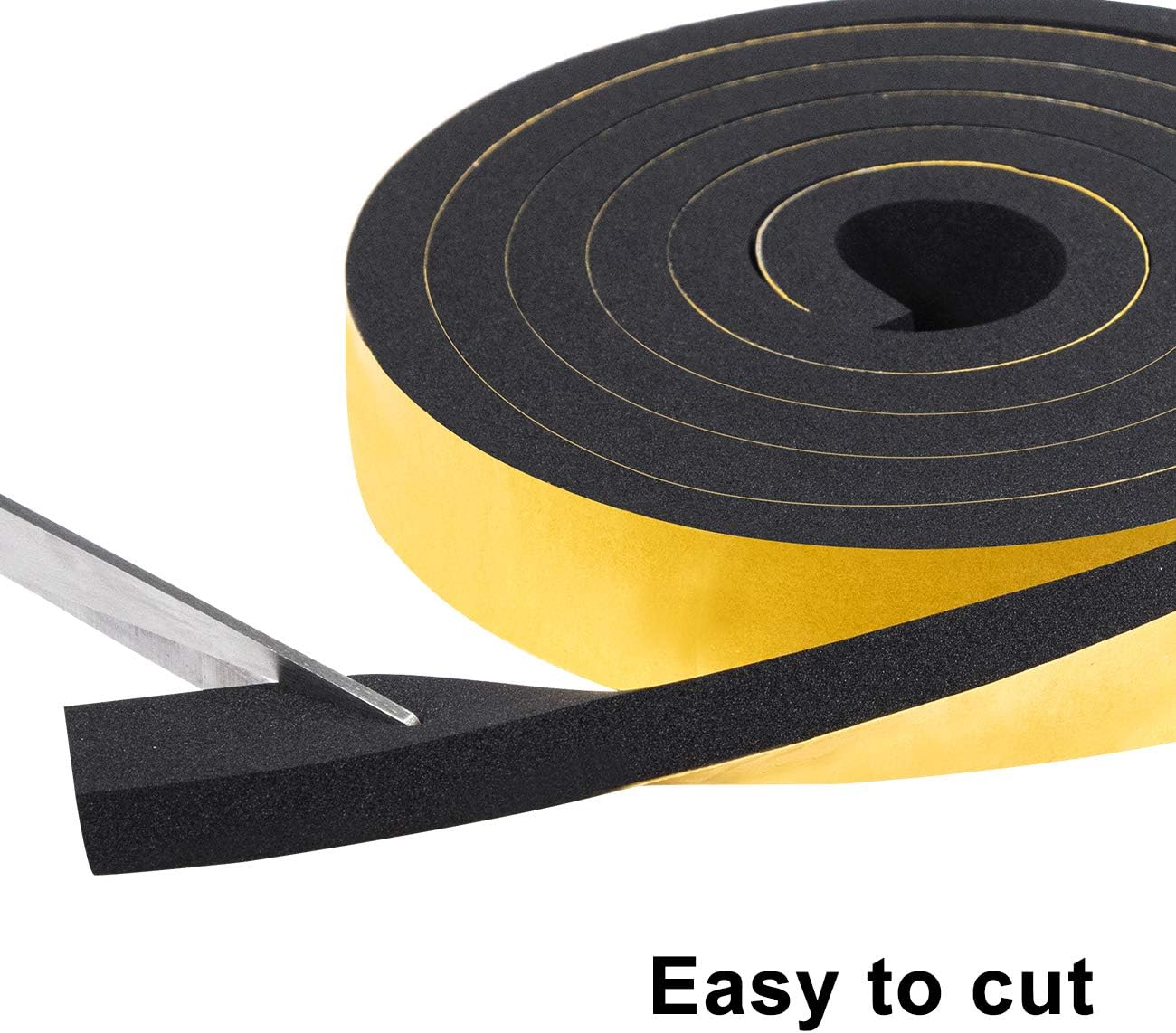 TORRAMI Adhesive Foam Tape 1 inch W X 3/8 inch T, Closed Cell Foam Weather Strip Seal Insulation (Total 13 Ft Length, 2 Rolls of 6.5 Ft Each)