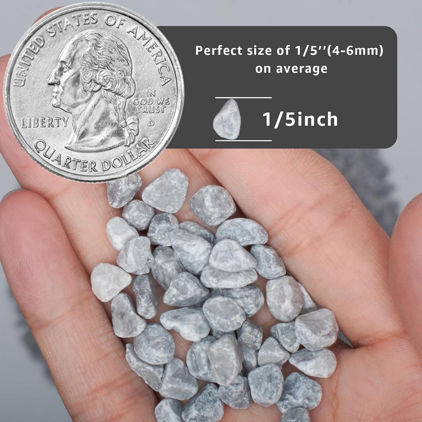 10LB Grey Tumbled Decorative Gravel – 1/5 Inch Unpolished Natural Stones for Planters, Succulents, and Vase Fillers, Perfect for Gardening and Landscaping Projects