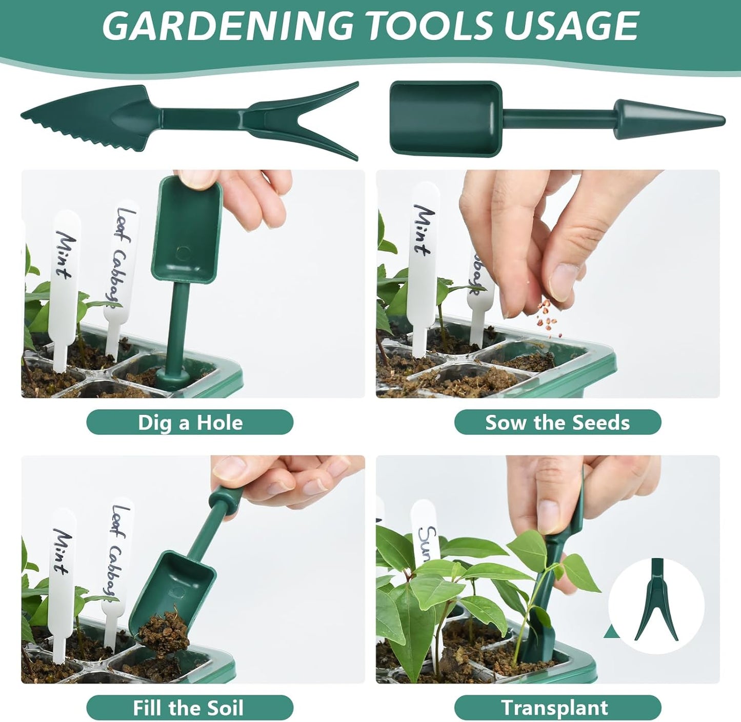 Artcome 5-Pack Seed Starter Tray, 12 Cells Each with Push-Up Ejector - Seed Starter Kit for Rapid Growth and Healthy Seedlings at Home - 60 Cells in Total