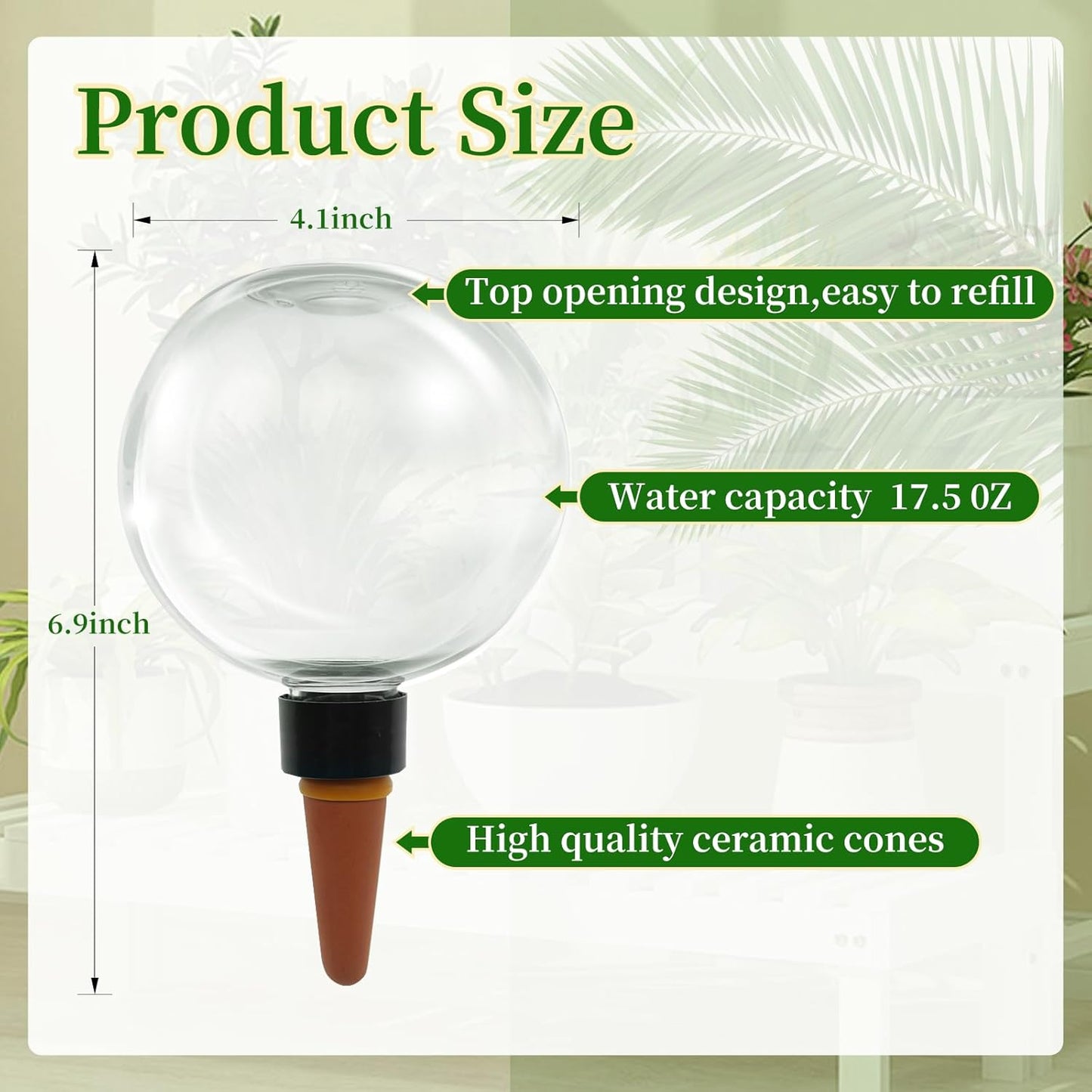 3 Pcs Self Watering Globes for Indoor Plants Automatic Watering Planter Insert 17.5 oz Watering Bulbs with Slow Release Control Water Dripper for Plants