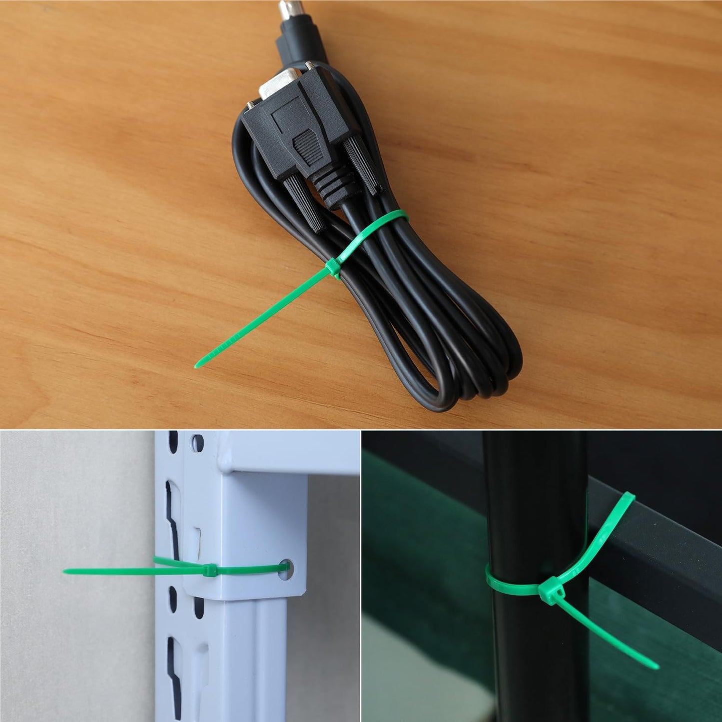 8 inch Green Zip Ties, Nylon Garden Cable Zip Ties Self Locking Cable Ties Twist Ties, Multi-Purpose Cable Tie (100 Pcs)