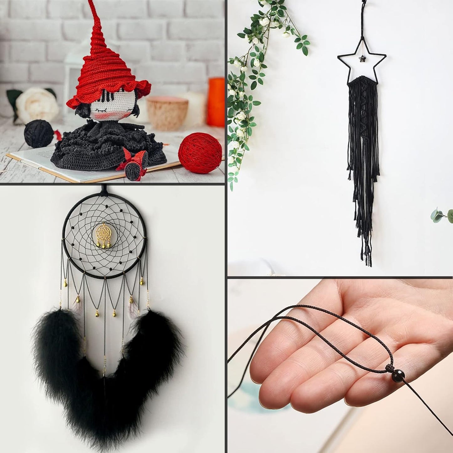 Anvin 984 Feet Cotton Jute Twine Pack - Natural, Black (Pack of 3, 10 Ply, 2mm Thick) for Bakers, Butchers, Arts & Crafts, Gardening