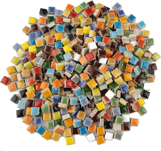 Lanyani 784 Pieces Colorful Tiny Square Ceramic Mosaic Tiles for Crafts, Glazed Porcelain Pieces Sheets for Mosaics