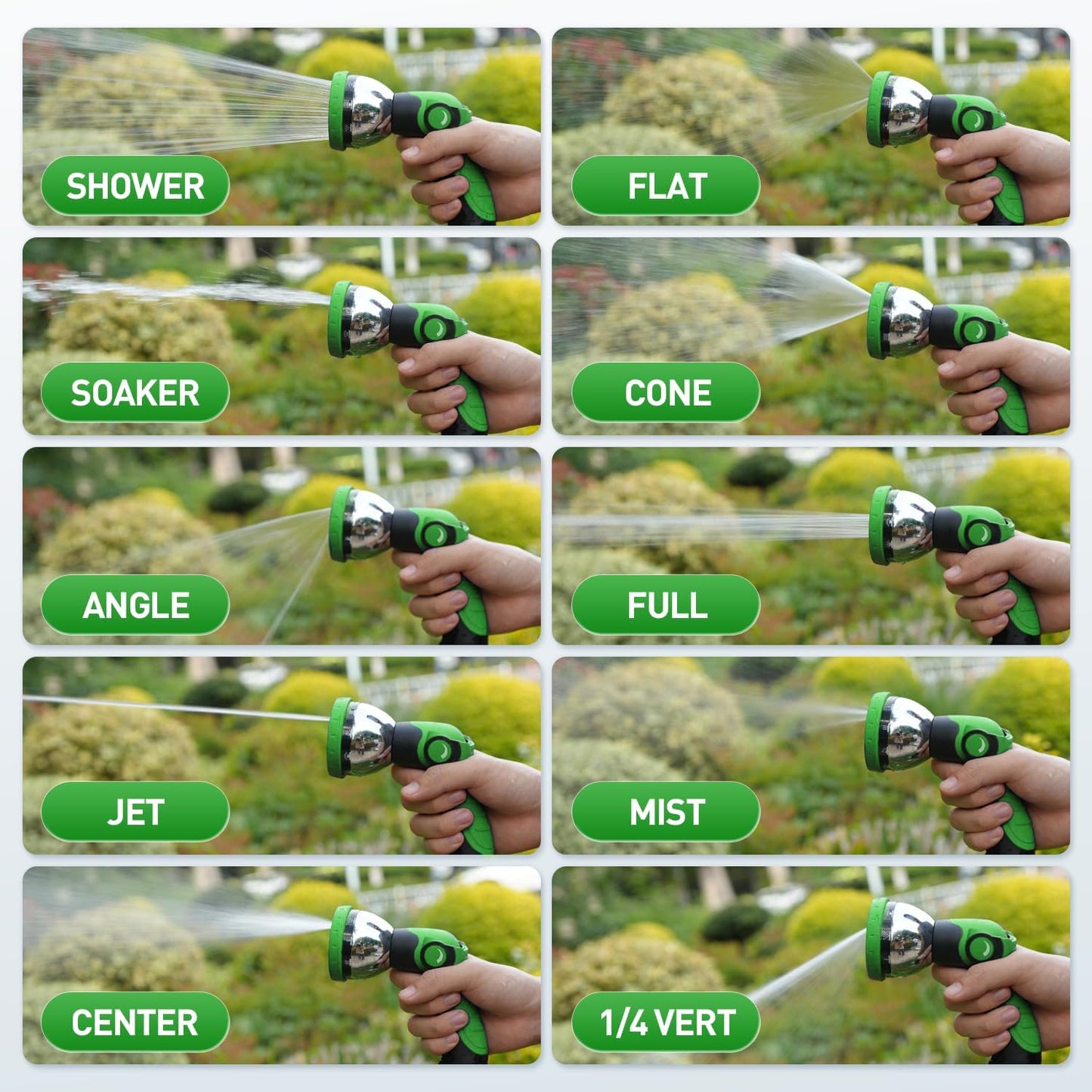 Garden Hose Nozzle Sprayer: 2 Pack 10 Watering Patterns Spray Nozzles Heavy Duty Metal Hose Head Hose Attachment, Thumb Control On Off Valve