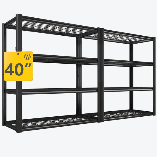 REIBII 40" W Garage Shelving 2240 LBS Storage Shelves Adjustable Metal Shelving Heavy Duty 4 Tier Metal Shelves for Garage Kitchen Pantry Warehouse Basement 40" W × 19.5" D × 59.5" H, 2 Pack