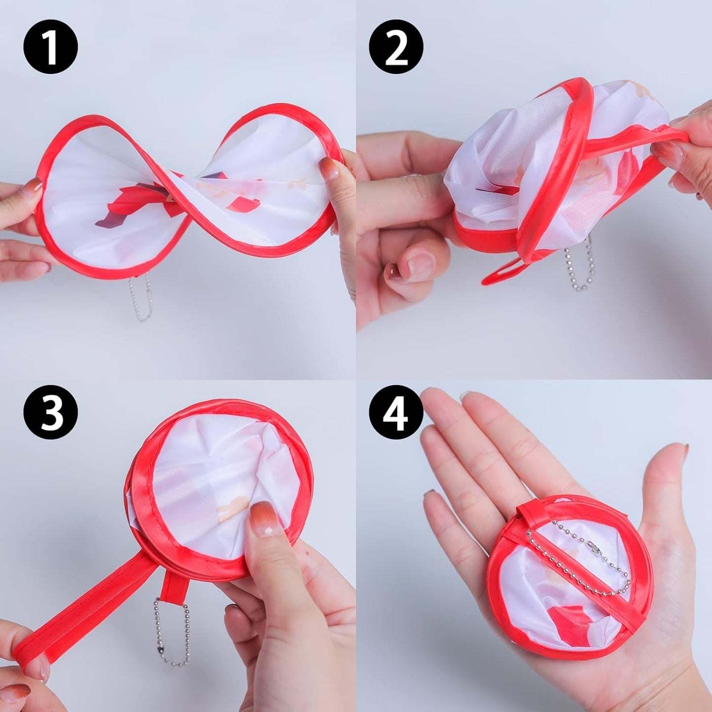 4 Pack Refreshing Style Japanese Foldable Hand Fans, Versatile Round Handheld Fans for Travel, Events, Indoor, and Outdoor Use (Breezy Summer)