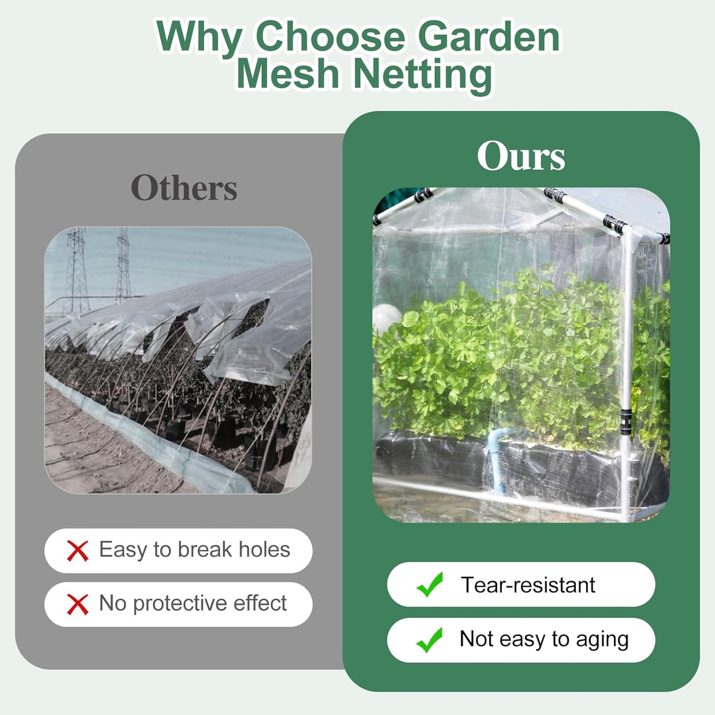 Garden Netting Pest Barrier 10 x 50FT Garden Mesh Netting Insect Netting Garden Neting for Raised Beds Garden Insect Barrier Plant Mesh Cover for Vegetable Flowers Fruits Plants Greenhouse