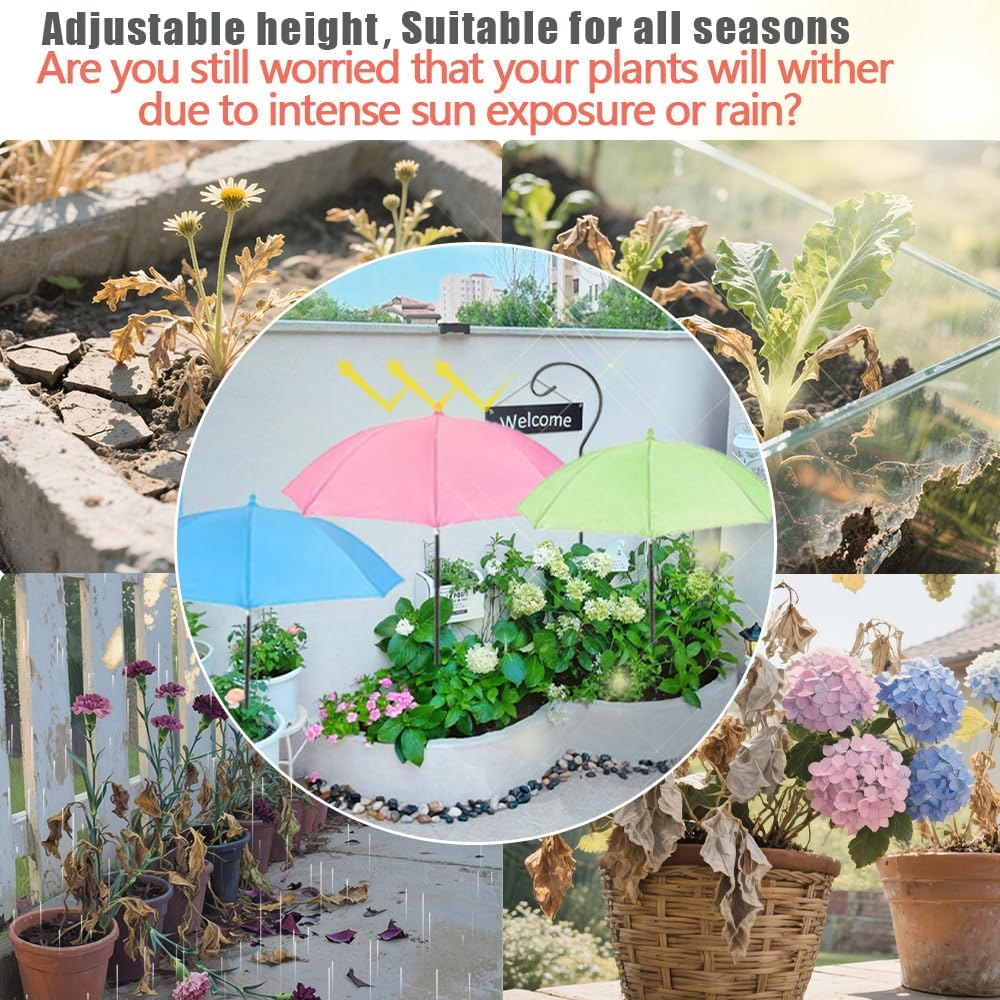 Plant Umbrellas for Outdoor Plants, Garden Umbrella Shade for Plants，Adjustable Height Provides shade cloth for Plants to Protect Their Flowers from Intense Sunlight and Rain(18.8 inches to 35.58 inches)